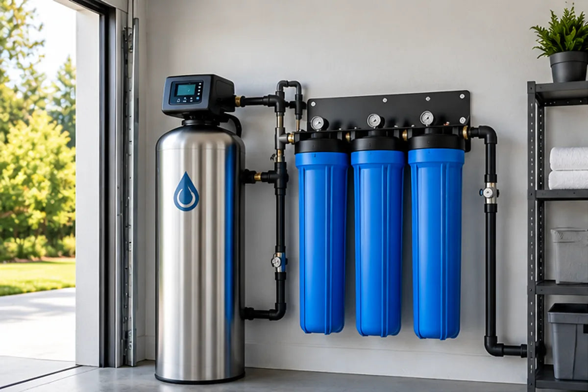 Integrated water treatment system with filtration equipment for a Texas property